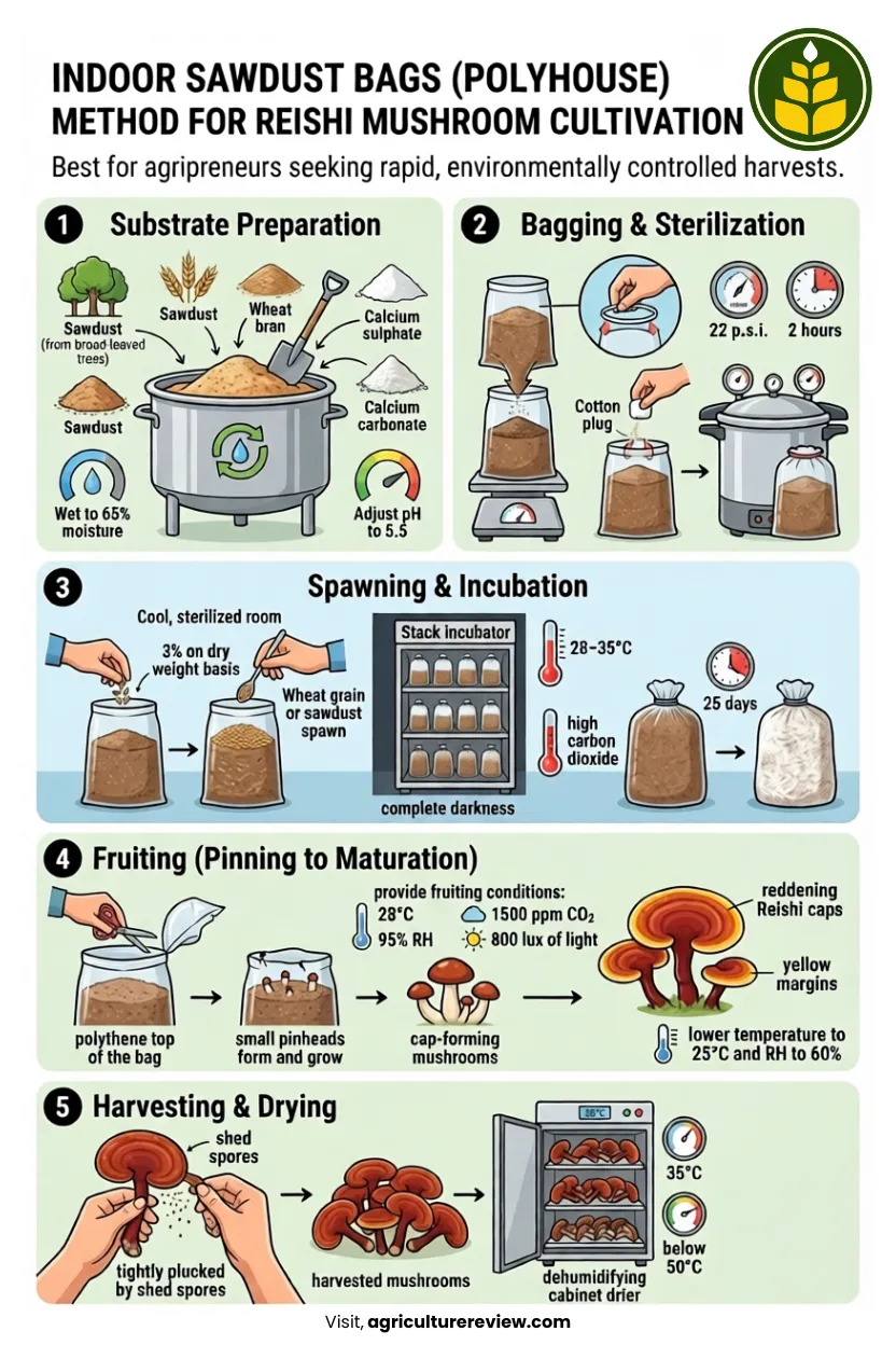 Indoor Sawdust Bag Cultivation Method