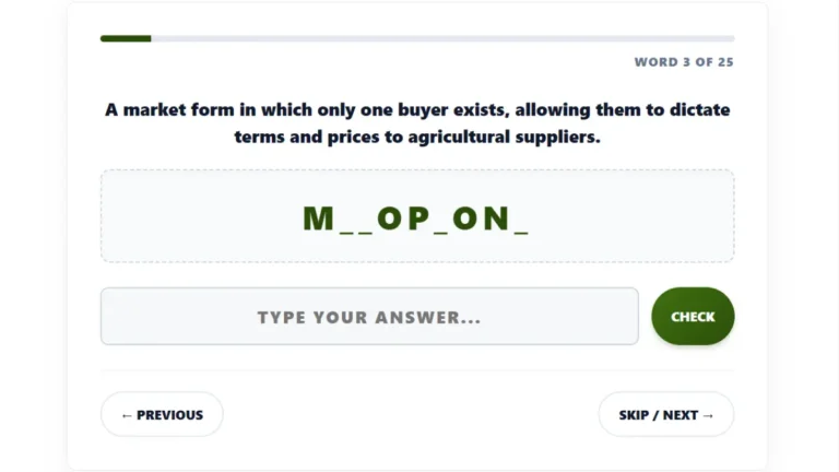 Agricultural Economics & Marketing Word Guess: Can You Really Guess These 25 Words?