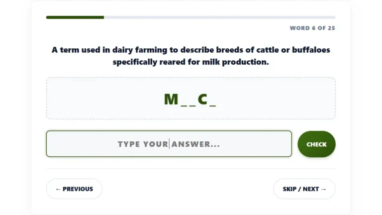 Animal Husbandry Word Guess Challenge: Can You Get All Correct?