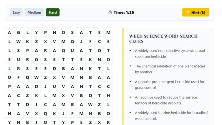 Weed Science Word Search, Find Words From Clues!